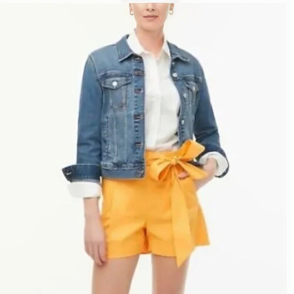 2/$30 J. Crew Tie-waist Short In Cotton Poplin Saffron 10 #A0166